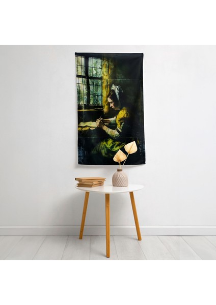 Modern Duvar Örtüsü - Pamuk Sırtlı, Süblimasyon Baskı - Johannes Vermeer'den Mektup fiyatları