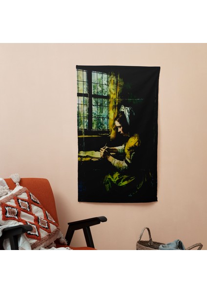 Modern Duvar Örtüsü - Pamuk Sırtlı, Süblimasyon Baskı - Johannes Vermeer'den Mektup modelleri