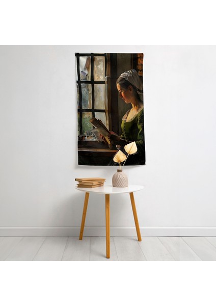 Mektup Okuyan Gerçekçi Kadın Duvar Örtüsü - Pamuk Sırtlı Süblimasyon Baskı - Yatak Odası fiyatları