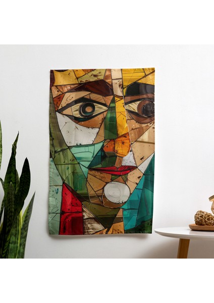 Picasso Kübizm Duvar Örtüsü - Canlı Renkler, Pamuk Sırtlı, Ranforce Kumaş - Modern Dekoratif