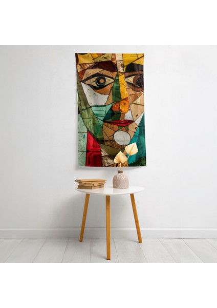 Picasso Kübizm Duvar Örtüsü - Canlı Renkler, Pamuk Sırtlı, Ranforce Kumaş - Modern Dekoratif