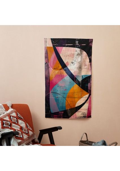 Popart Tarzı Duvar Örtüsü - Pamuk Sırt, Polyester Ön, Ranforce Kumaş - Canlı Renkler,