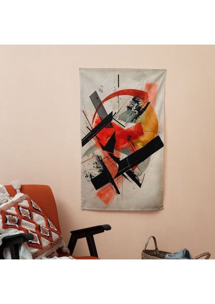 Modern Sanat Duvar Örtüsü - Süblimasyon Baskılı Canlı Ranforce Kumaş - Yatak Odası, Oturma