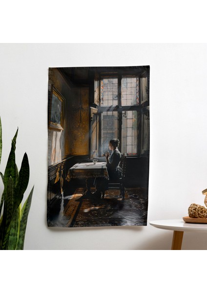 Johannes Vermeer Duvar Örtüsü - Pamuk Arka, Polyester Ön - Süblimasyon Baskı, Canlı