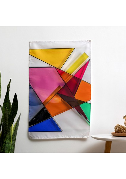 Süprematizmden Esinlenen Modern Sanat Duvar Örtüsü - Canlı Süblimasyon Baskı, Ranforce Kumaş