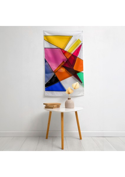 Süprematizmden Esinlenen Modern Sanat Duvar Örtüsü - Canlı Süblimasyon Baskı, Ranforce Kumaş