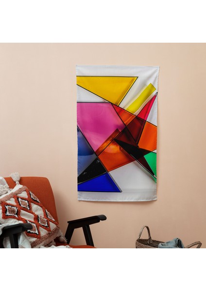 Süprematizmden Esinlenen Modern Sanat Duvar Örtüsü - Canlı Süblimasyon Baskı, Ranforce Kumaş