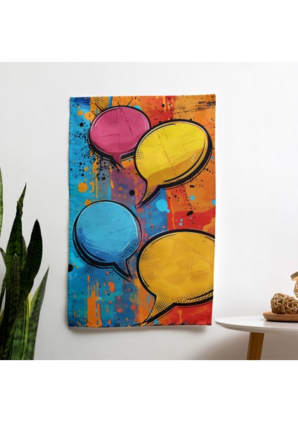 Popart Tarzı Duvar Sanatı - Canlı Süblimasyon Baskı Kumaş Duvar Örtüsü