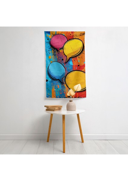 Popart Tarzı Duvar Sanatı - Canlı Süblimasyon Baskı Kumaş Duvar Örtüsü