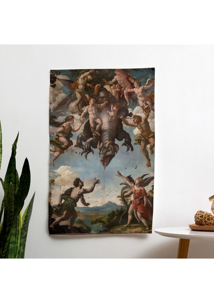 Raffaello Sanzio'dan Esinlenen Modern Duvar Örtüsü - Canlı Renkler, Süblimasyon Baskı