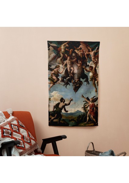 Raffaello Sanzio'dan Esinlenen Modern Duvar Örtüsü - Canlı Renkler, Süblimasyon Baskı