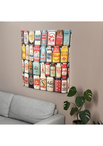 Retro Soda Reklam Duvar Örtüsü - Pamuk Sırt, Polyester Ön - Canlı Ranforce Kumaş