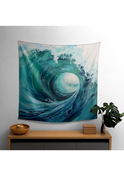 Deniz Manzarası Soyut Resim Duvar Örtüsü-Modern Ev Dekorasyonu Için Canlı Ranforce Kumaş Sanat
