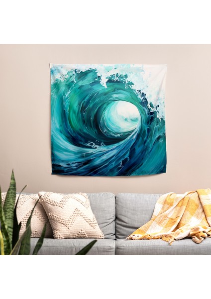 Deniz Manzarası Soyut Resim Duvar Örtüsü-Modern Ev Dekorasyonu Için Canlı Ranforce Kumaş Sanat modelleri