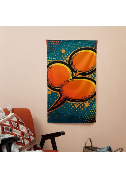 Popart Tarzı Duvar Örtüsü - Canlı Süblimasyon Baskı, Pamuk Sırt, Hafif Kumaş - Yatak