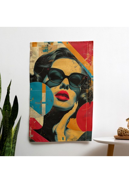 Popart Tarzı Duvar Örtüsü - Pamuk Sırt, Polyester Ön - Ranforce Kumaş, Canlı Renkler