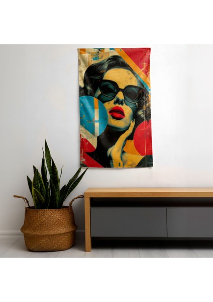Popart Tarzı Duvar Örtüsü - Pamuk Sırt, Polyester Ön - Ranforce Kumaş, Canlı Renkler