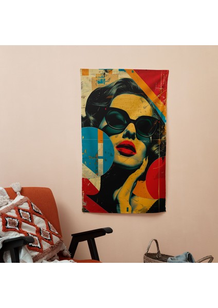 Popart Tarzı Duvar Örtüsü - Pamuk Sırt, Polyester Ön - Ranforce Kumaş, Canlı Renkler