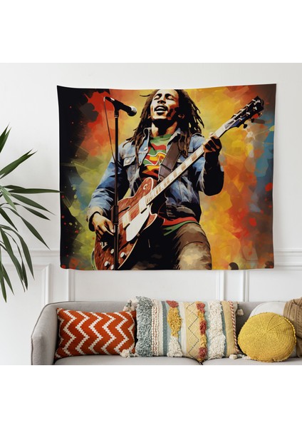 Bob Marley Temalı Kanvas Tablo Duvar Örtüsü - Canlı Pamuk ve Polyester Kumaş Sanat Dekoru fiyatları