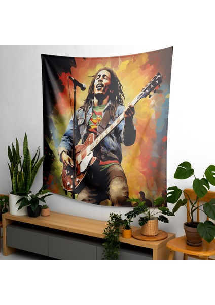 Bob Marley Temalı Kanvas Tablo Duvar Örtüsü - Canlı Pamuk ve Polyester Kumaş Sanat Dekoru modelleri