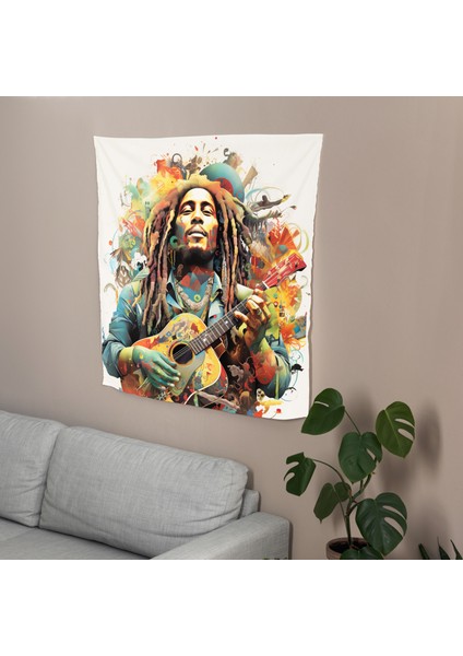 Reggae Kültürü Görsel Olarak Büyüleyici Kolaj Duvar Örtüsü - Pamuk Sırt, Ranforce Kumaş, modelleri