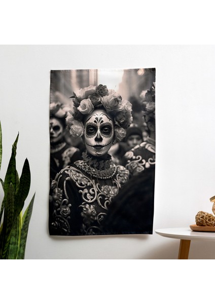 Los Muertos Siyah Beyaz Fotoğraf Duvar Örtüsü | Canlı Ranforce Kumaş | Sertifikalı | Süblimasyon