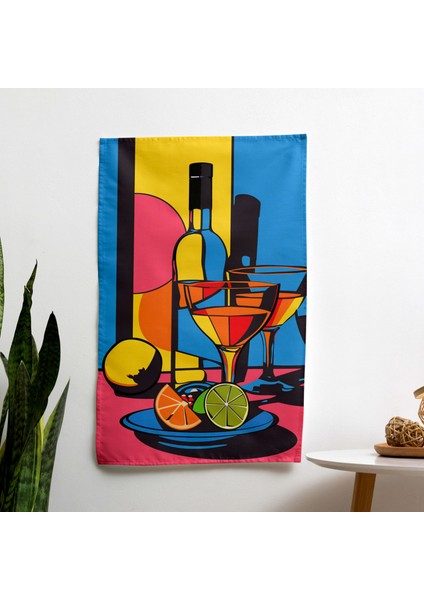 Popart Tarzı Natürmort Duvar Sanatı - Canlı Ranforce Kumaş Duvar Örtüsü