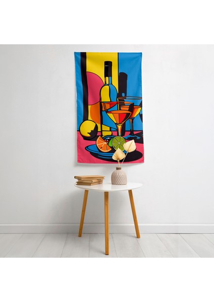 Popart Tarzı Natürmort Duvar Sanatı - Canlı Ranforce Kumaş Duvar Örtüsü
