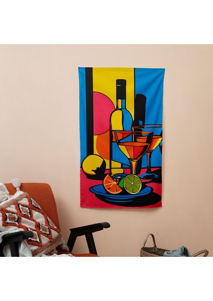 Popart Tarzı Natürmort Duvar Sanatı - Canlı Ranforce Kumaş Duvar Örtüsü