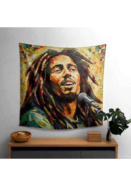 Bob Marley'den Ilham Alan Duvar Örtüsü - Şık Ev Dekorasyonu Için Canlı Ranforce Kumaş Sanatsal