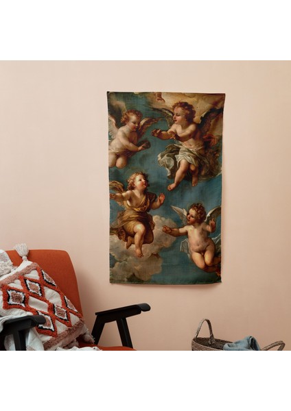Heavenly Angels Kumaş Duvar Örtüsü - Pamuk Sırtlı, Ranforce Kumaş, Süblimasyon Baskı