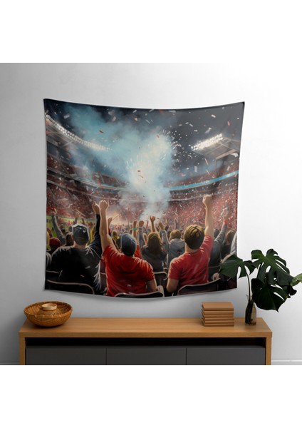 Spor Temalı Futbol Stadyumu Kumaş Duvar Sanatı Örtü - Canlı Renkler, Hafif Yatak Odası ve
