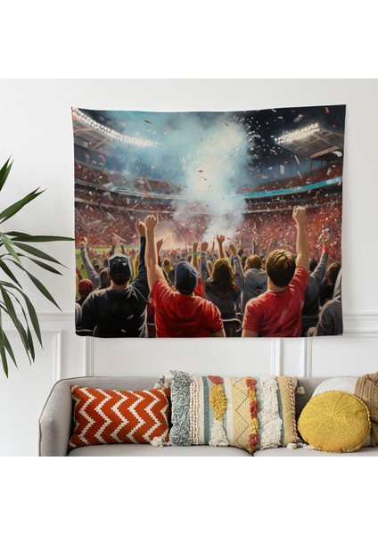Spor Temalı Futbol Stadyumu Kumaş Duvar Sanatı Örtü - Canlı Renkler, Hafif Yatak Odası ve modelleri