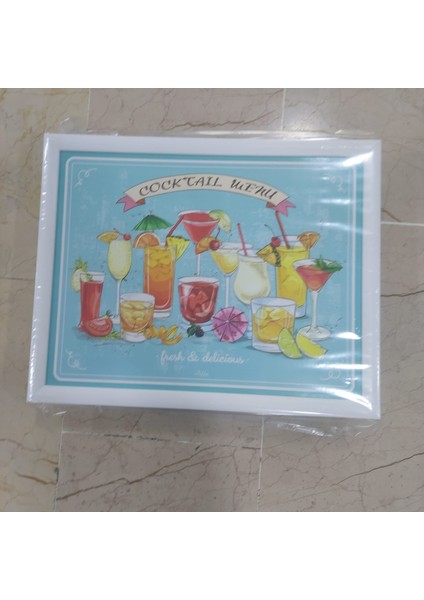 Cocteil Menu Fresh & Delicious Beyaz Kenarlı Keyif Tepsi 1 Adet