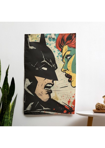 Popart Çizgi Roman Tarzı Duvar Örtüsü - Pamuk Sırt, Polyester Ön - Canlı Renkler - Hafif