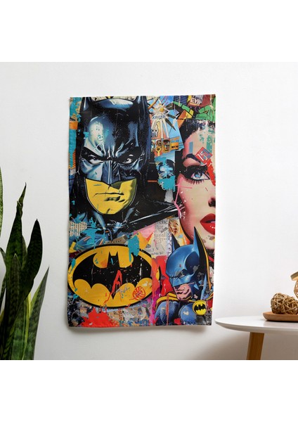 Popart Tarzı Duvar Dekorasyonu - Ranforce Kumaşlı Canlı Süblimasyon Duvar Örtüsü - Pamuk