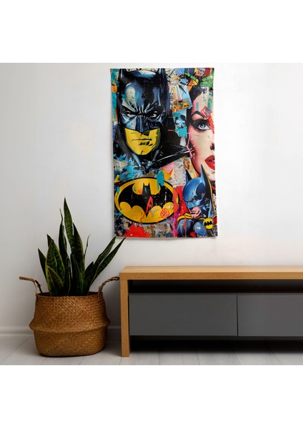 Popart Tarzı Duvar Dekorasyonu - Ranforce Kumaşlı Canlı Süblimasyon Duvar Örtüsü - Pamuk