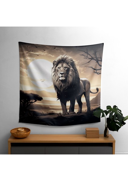 Royal Lion Duvar Örtüsü - Pamuk Sırt ve Polyester Ön Yüzeye Canlı Süblimasyon Baskı