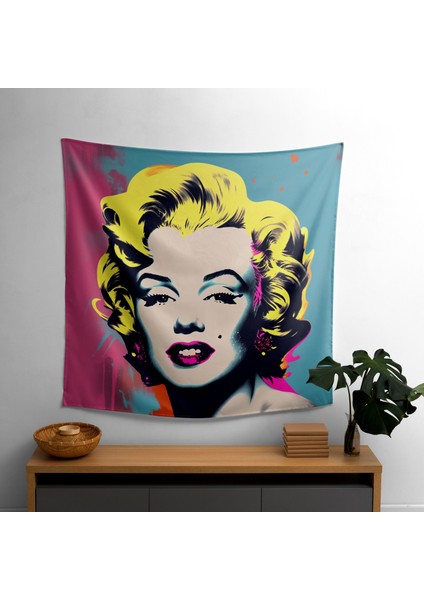 Pop Art Marilyn Monroe Duvar Örtüsü - Ranforce Kumaş Üzerine Canlı Süblimasyon Baskı -