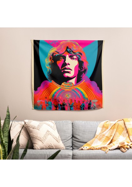 Vintage Konser Posteri Duvar Sanatı Kumaş Örtü - Canlı Süblimasyon Baskı, Pamuk Arka fiyatları