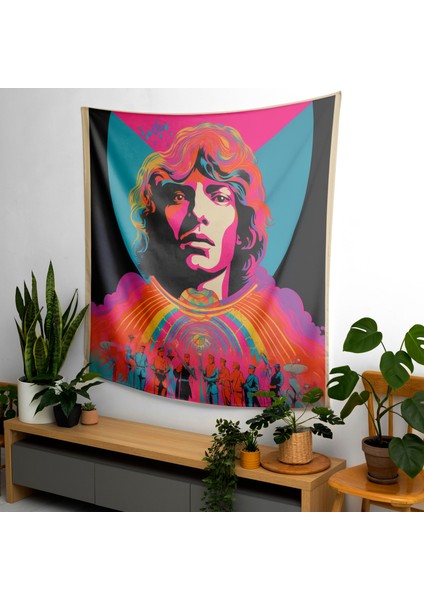 Vintage Konser Posteri Duvar Sanatı Kumaş Örtü - Canlı Süblimasyon Baskı, Pamuk Arka modelleri