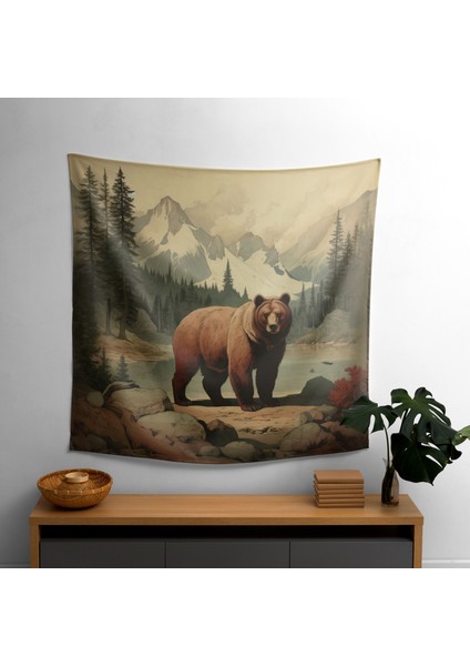 Vintage Wildlife Koleksiyonu Duvar Örtüsü - Ranforce Kumaş, Pamuk Sırt, Süblimasyon Baskı,