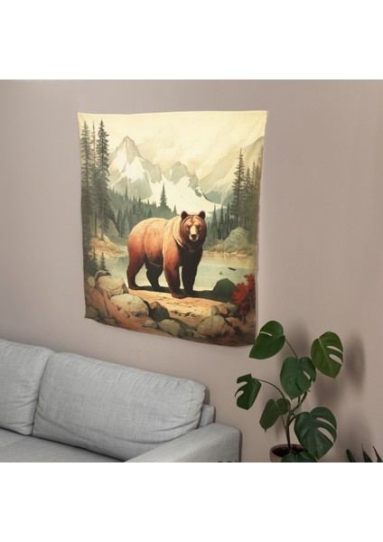 Vintage Wildlife Koleksiyonu Duvar Örtüsü - Ranforce Kumaş, Pamuk Sırt, Süblimasyon Baskı,
