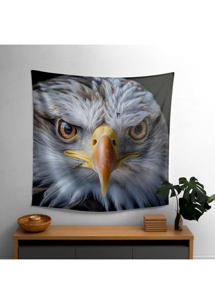 Majestic Eagle's Stare Duvar Örtüsü - Pamuk Sırt, Polyester Ön, Ranforce Kumaş, Canlı