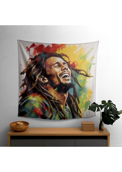Rasta'dan Esinlenen Canlı Renkler Duvar Örtüsü - Pamuk Sırt ve Polyester Ön - Süblimasyon