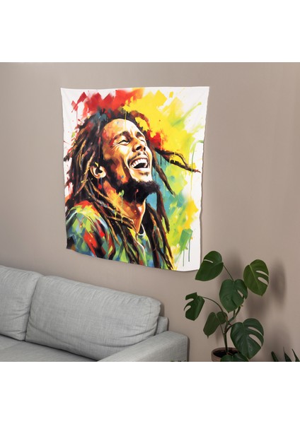 Rasta'dan Esinlenen Canlı Renkler Duvar Örtüsü - Pamuk Sırt ve Polyester Ön - Süblimasyon