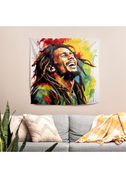 Rasta'dan Esinlenen Canlı Renkler Duvar Örtüsü - Pamuk Sırt ve Polyester Ön - Süblimasyon