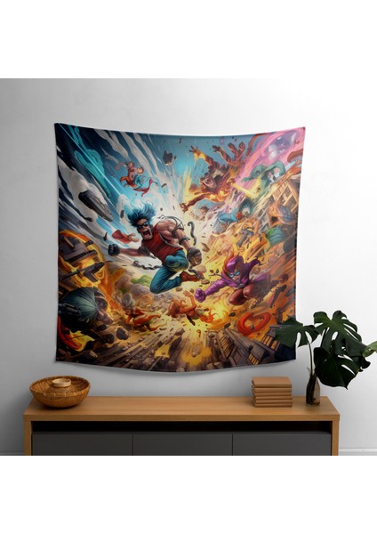 Çizgi Roman Patlama Duvar Örtüsü - Canlı Polyester ve Pamuklu Kumaş Sanat Dekoru