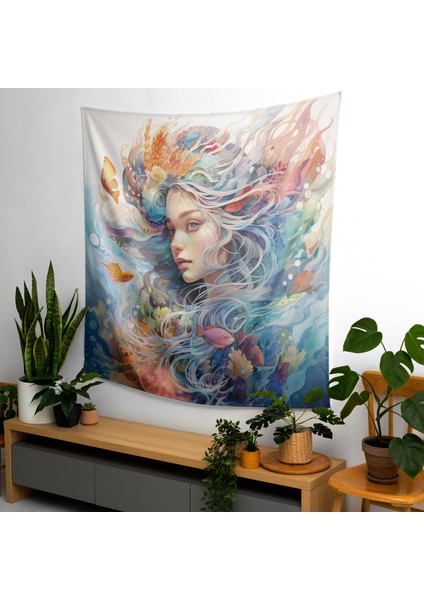 Psychedelic Deniz Kızı Rüyaları Duvar Örtüsü - Pamuk Sırt, Polyester Ön - Ranforce Kumaş, modelleri