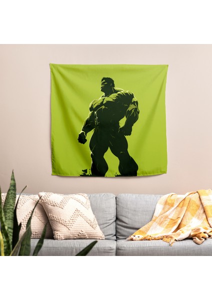 Minimalist Hulk Siluet Duvar Örtüsü - Pamuk Sırtlı, Ranforce Kumaş, Canlı Renkler - Modern